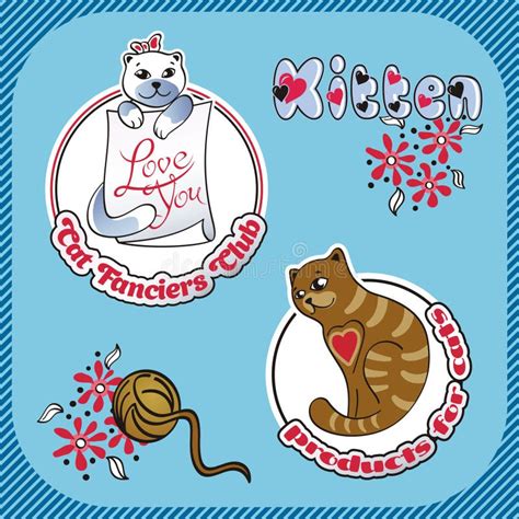 Sticker Label With The Image Of Cats Stock Vector Illustration Of