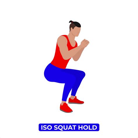 Vector Man Doing Iso Squat Hold Bodyweight Fitness Legs Workout