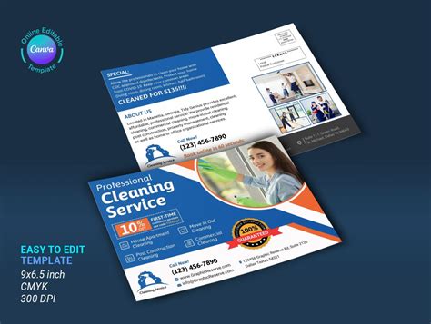 Cleaning Service Direct Mail Postcard Eddm Canva Template Graphic