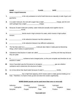 Quickly memorize the terms, phrases and much more. Properties Of Water Worksheet Biology - Nidecmege