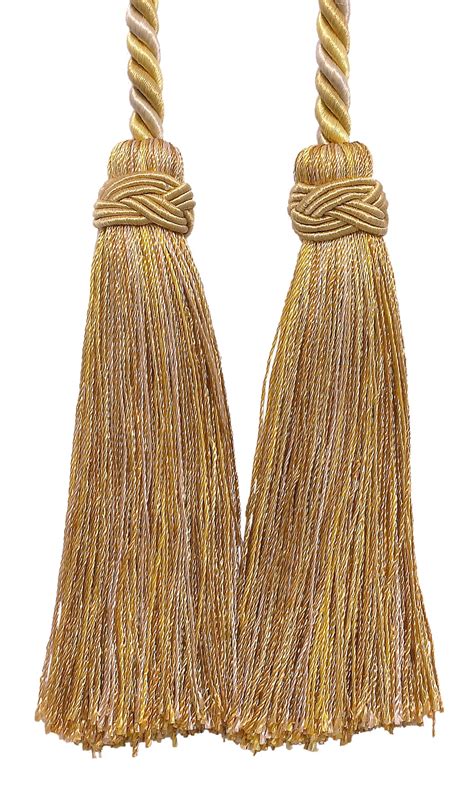Double Tassel Antique Gold Tassel Tie With 4 Inch Tassels 26 Inch Spread Cord Length