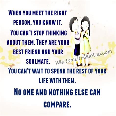 Realize that the person you care about has all the great qualities you enjoy as well as some you may not enjoy. When you meet the right person in life - Wisdom Life Quotes