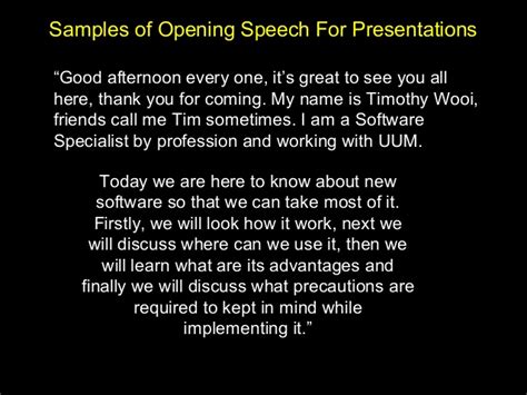 Powerful presentation opening speech examples. Presentation skills with guided sign post