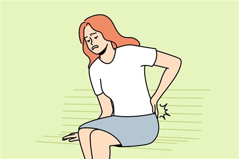 Unwell Young Woman Sit On Bench Struggle With Backache Unhealthy