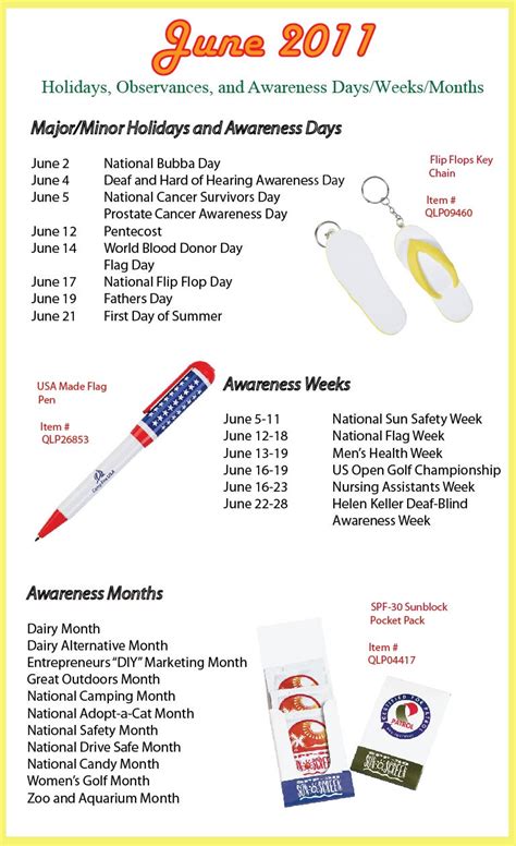 June 2013 Holidays Observances And Awareness Dates