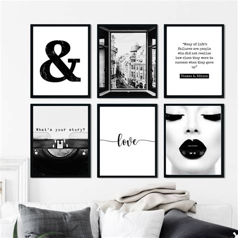 6 Piece Black And White Wall Art Set Home Gallery Wall Etsy Canada