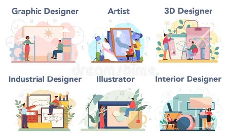 Designer Concept Set Graphic 3d Interior Industrial Designer Stock