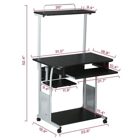 Its large platform of 19.25 by 12.62 is wide enough for most office printers and computer monitors. Computer Desk w/ Printer Shelf Stand Rolling Laptop Home ...