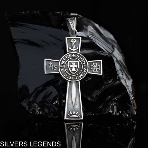 Knights Templar Cross Pendant Necklace Templar Necklace With Sword