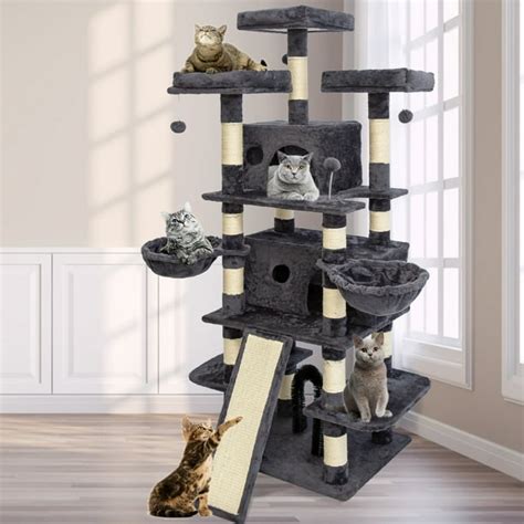 68 Inches Multi Level Big Cat Tree Tall Multi Cats Tower With 2 Big