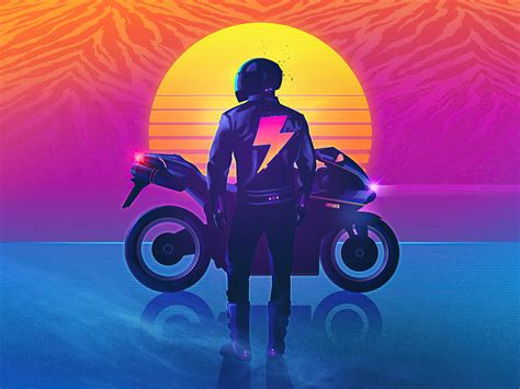Digital Art Artwork Illustration Biker Motorcycle Motobike Jacket