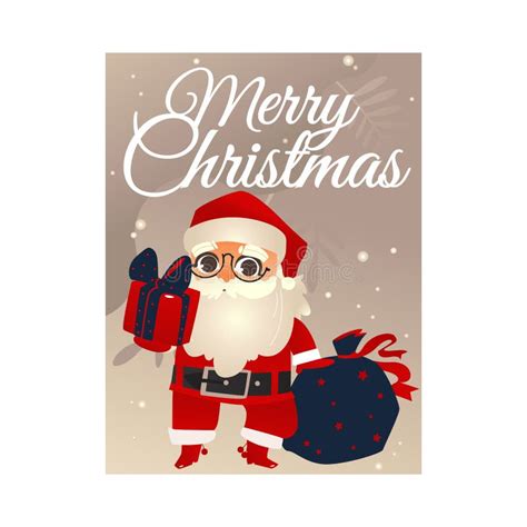 Vector Illustration Of Merry Christmas Congratulation Card With Santa