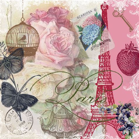 Free 12 X12 Paris Vintage Collage Paper Design I Created For