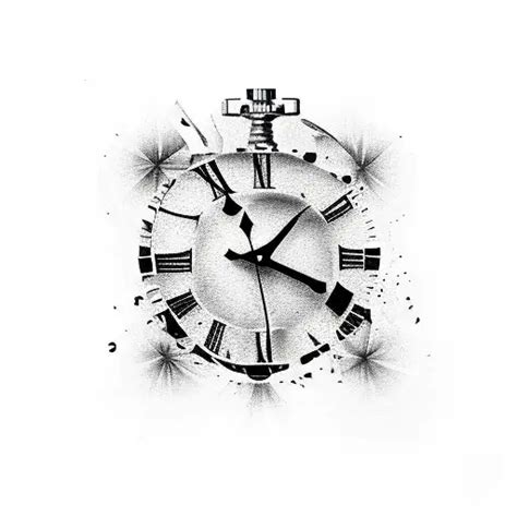 Realism Wrecked Clocks Tattoo Idea BlackInk AI