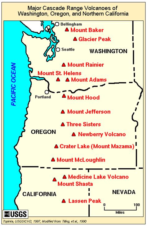 Cascade Range Volcanoes Map Maps Pinterest Volcanoes Northern California And Facts