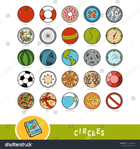 Colorful Set Of Circle Shape Objects Visual Dictionary For Children