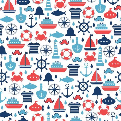 Marine Seamless Pattern For Wallpaper Scrapbook And Other Design