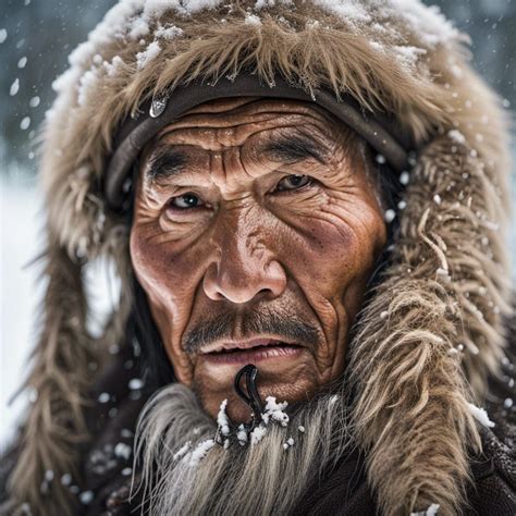 Mongolian Tribesman In The Wintry Taiga Ai Generated Artwork