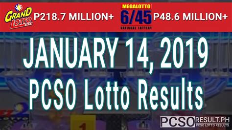 4d lottery draws are held every wednesday, saturday, and sunday. PCSO Lotto Result Today January 14, 2019 (6/55, 6/45, 4D ...