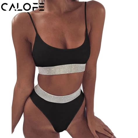 Buy Calofe Sexy Sequins Bikini Set Women 2018 Swimwear Swimsuit High Waist