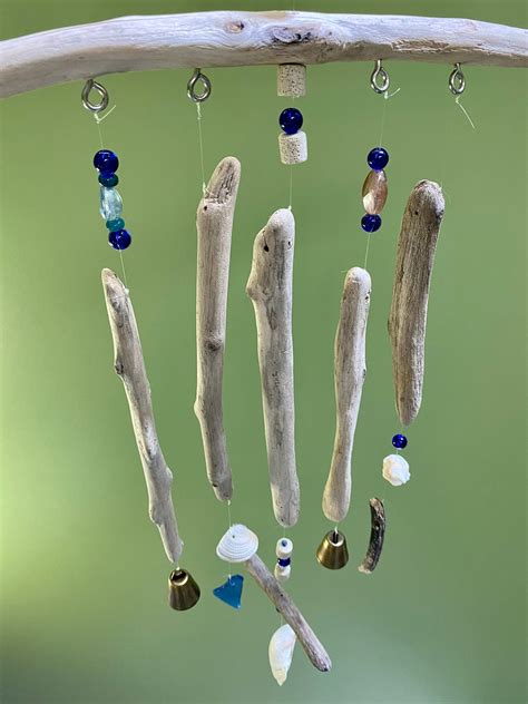 Driftwood Wind Chime Seashells Sea Glass Sun Catcher Handmade Etsy