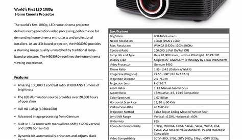 Download free pdf for Vivitek H9080FD Projector manual