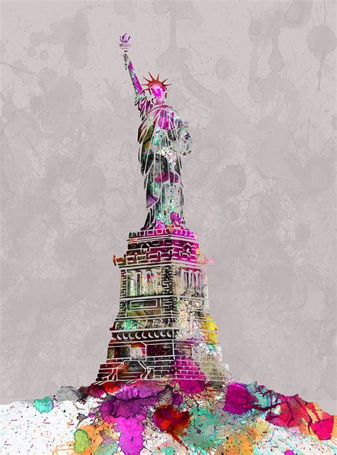 Statue Of Liberty Monument Water Color Artist Singh Mixed Media By