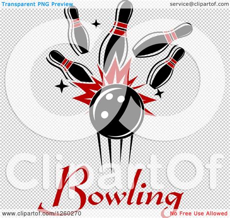 Clipart Of A Bowling Ball Crashing Into Pins Over Text Royalty Free Vector Illustration By