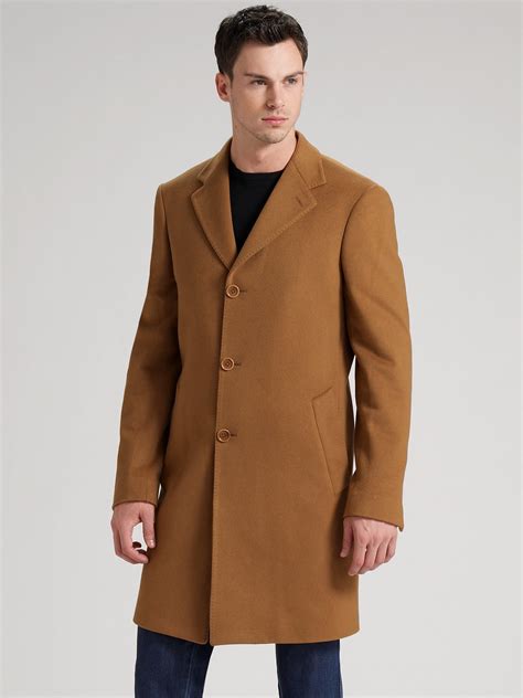 Lyst Saks Fifth Avenue Cashmere Topcoat In Brown For Men