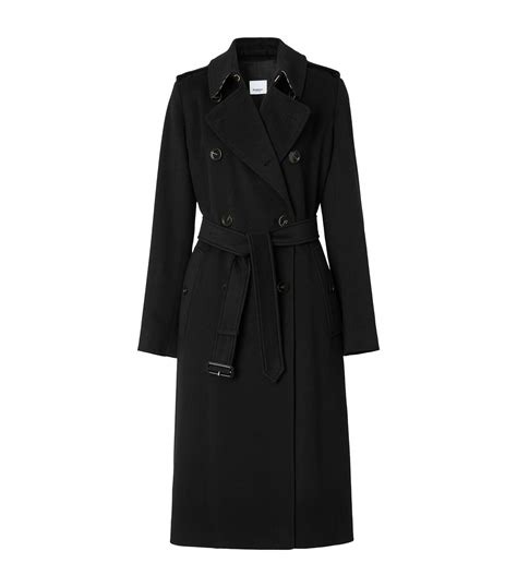 Burberry Cashmere Kensington Trench Coat In Black Lyst