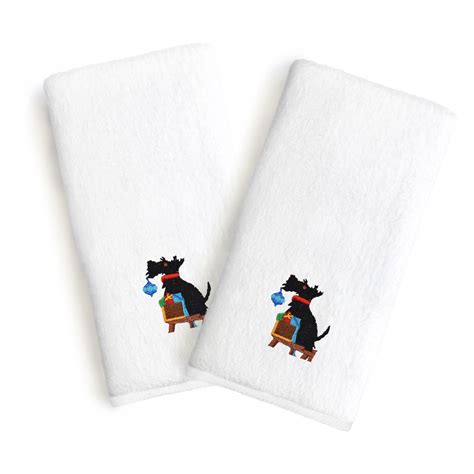 Monogrammed Luxury 100 Turkish Cotton Christmas Dog Hand Towels Set
