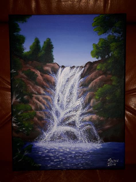 Acrylic Landscape Waterfall Painting Realistic By