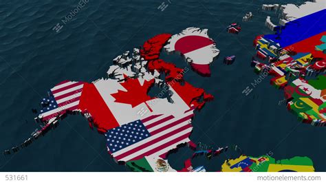 3d Wide Flag World Map Zoom To Usa Stock Animation 531661