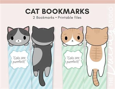 cat bookmarks kawaii funny gift for cat and book lover