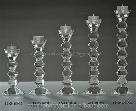 Gorgeous Crystal Doule Pillar Tall Glass Candle Holders Crystal