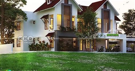5 Bedroom Sloped Roof Modern Home Architecture Kerala Home Design And
