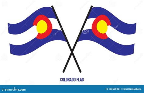 Two Crossed Waving Colorado Flag On Isolated White Background Stock