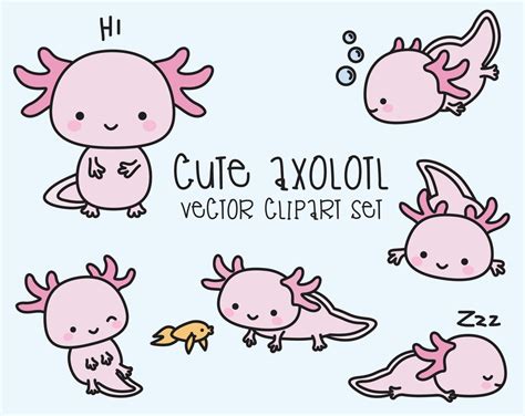 Premium Vector Clipart Kawaii Axolotls Cute Axolotl