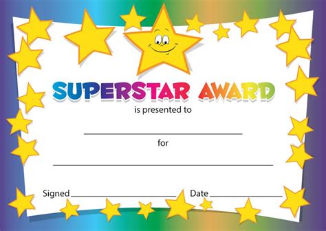 Superstar Award Certificates 16 X A6 Cards Schools Etsy Canada