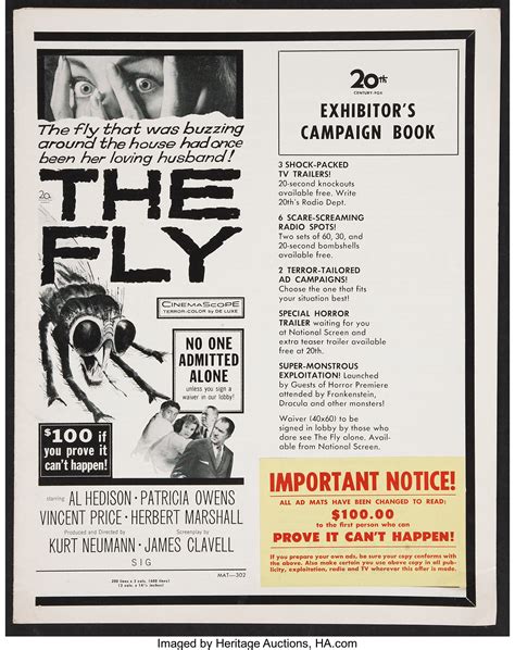 The Fly 20th Century Fox 1958 Pressbook Multiple Pages 13 X
