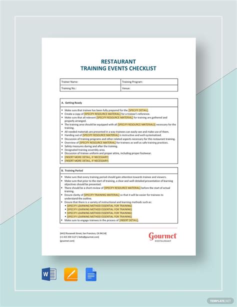 Training Checklist Template In Word Free Download