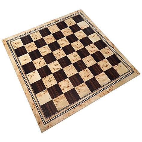 Atlas Tournament Chess Board With Inlaid Burl And Ebony Wood Extra