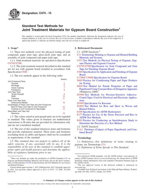 Astm C474 15 Joint Treatment Materials For Gypsum Board Construction