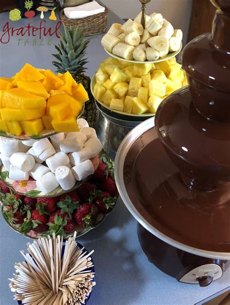 Chocolate Fountain Easy Dip Fixings Grateful Table