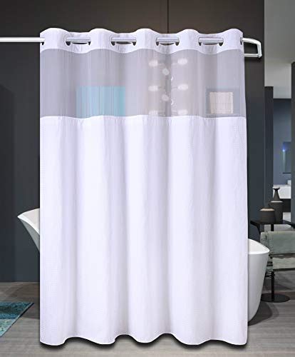 White B 71 X 74 Hookless Shower Curtain With Snap In Liner For