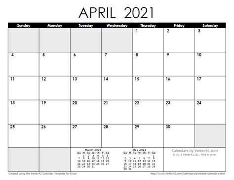 Download A Free April 2021 Calendar From Printable Blank