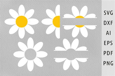 Daisy Flower Svg Half Daisy Svg For Cut Illustration Par Julia S The