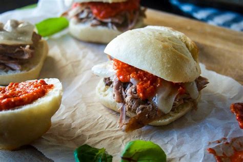 Combine mayonnaise and mustard, stirring well. Slow Cooker Pork Tenderloin Sliders with Romesco and Manchego (With images) | Slow cooker pork ...