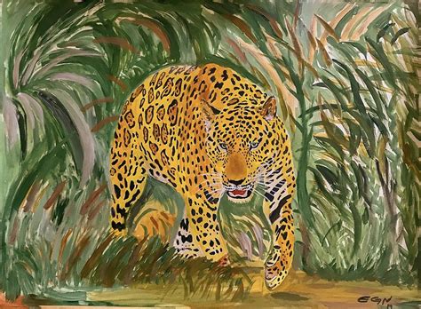 Ounce Jaguar Painting By Eduardo Gheller Nt