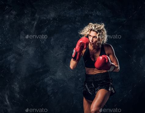 Portrait Of Professional Female Boxer In Action Female Boxers Female